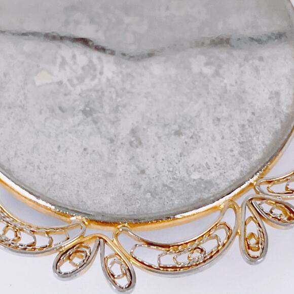 VTG 1950s Pendant Necklace Filigree Enamel French Rococo Style Prong Set MCM - Picture 9 of 13